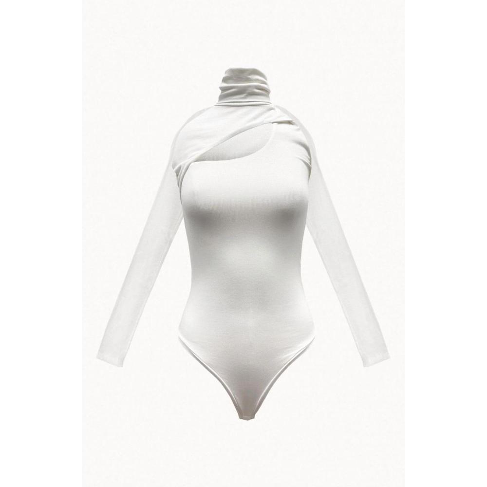NEW GEEL juanes stretch-modal jersey cutout bodysuit in white